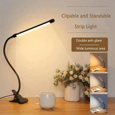 USB LED Adjustable Table Lamp 3 Colors Eye Protection Study Night Lamps Clip On Dimmable for Home Office Reading Led Desk Lamps