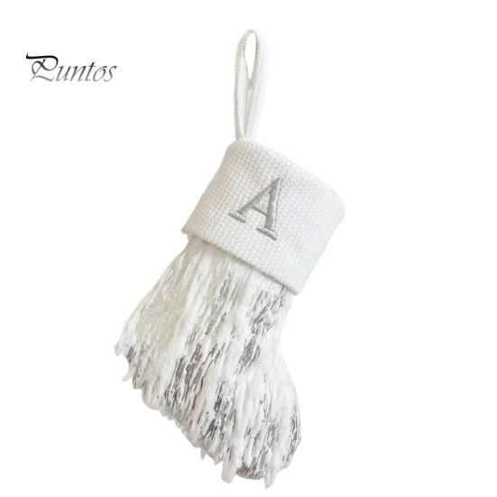 1ks vánoční bílá punčocha dopisní výšivka pletené ručně vyráběné opakovaně použitelné vánoční stromeček závěsný dárkový sáček punčochový přívěsek party sváteční dekorace