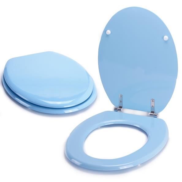 Abattant WC - MSV - Bleu Ciel - MDF - Charnières Inox - 42,5x36,5x5cm