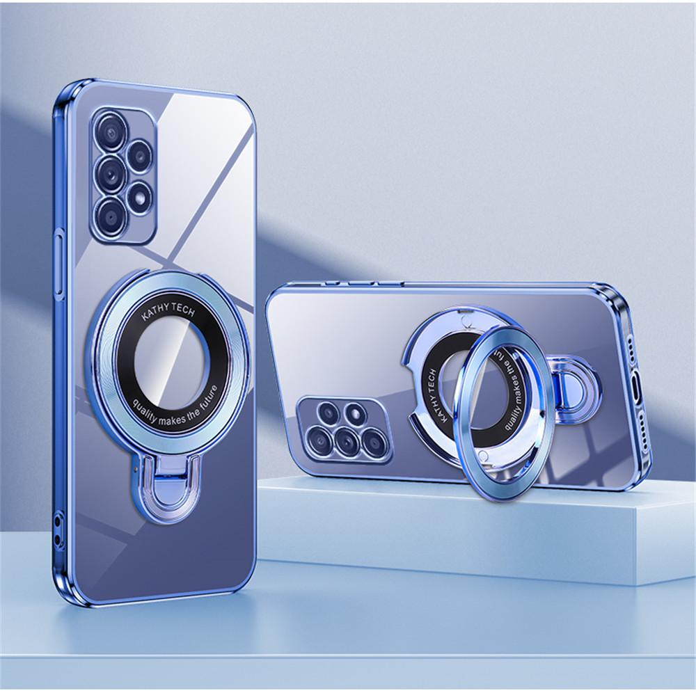 Luxury Transparent Plating Magnetic Bracket Case For Samsung A53 A13 A23 A33 A52 A32 A22 A12 A72 A73 4G 5G Stand Holder Cover