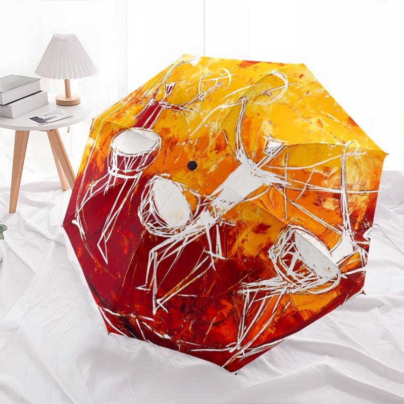 Retro Art  pattern, automatic folding umbrella, portable and foldable design, 8 ribs, a Christmas or birthday gift.