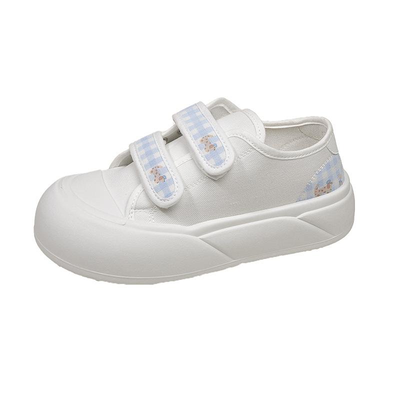 

Versatile Velcro canvas shoes women s 2025 new soft-soled breathable height-increasing white shoes summer thin bread shoes 40