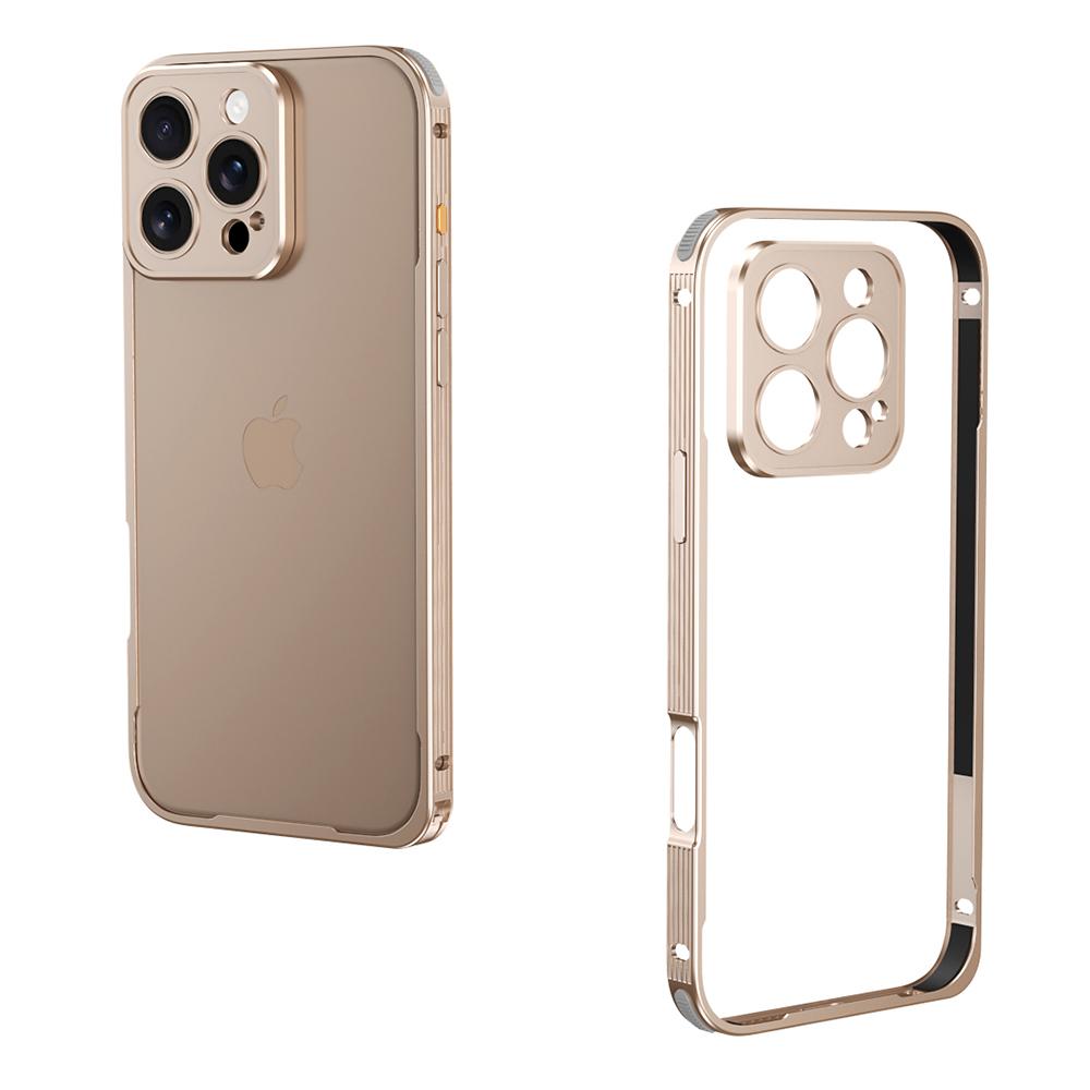 For iPhone 16 Pro Bumper Case Heat Dissipation Aluminium Alloy Phone Shell with Buckle/Camera Lid