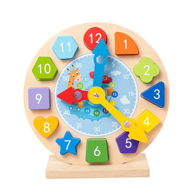 Wooden Educational Clock Toy With Magnetic Numbers For Early Learning Childhood