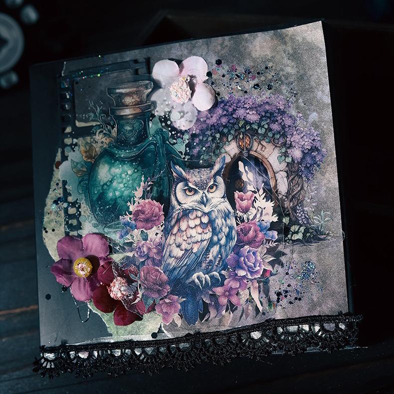 Retro Gothic Style PET Stickers Collage Clipbook Diary Scrapbook Decoration Materials Mysterious Magic Box Series Pasters 20 Pcs/ Pack