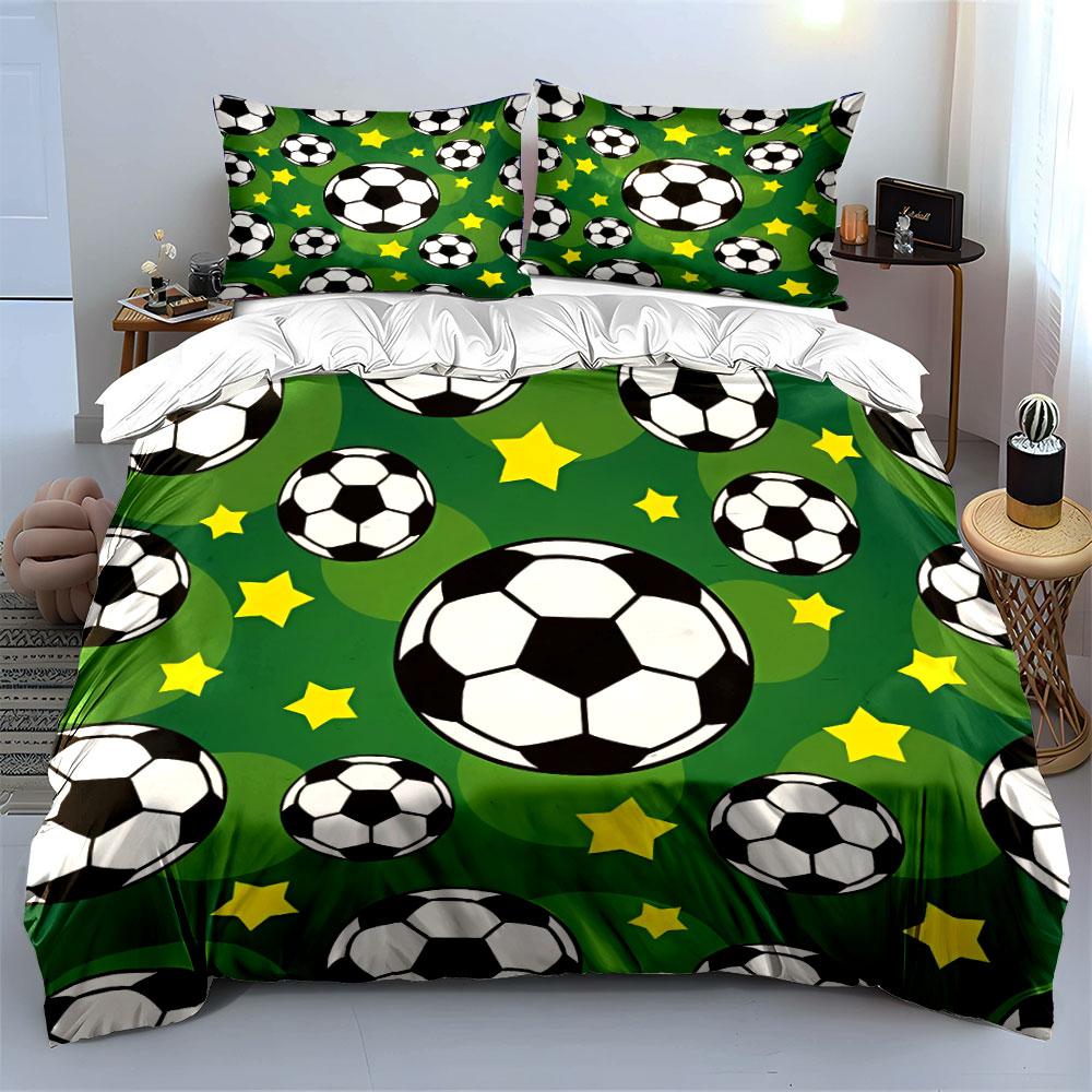 Soccer-Themed Decor Set For Kids Exquisite Three-Piece Bedding Set Gift For Kids And Adults