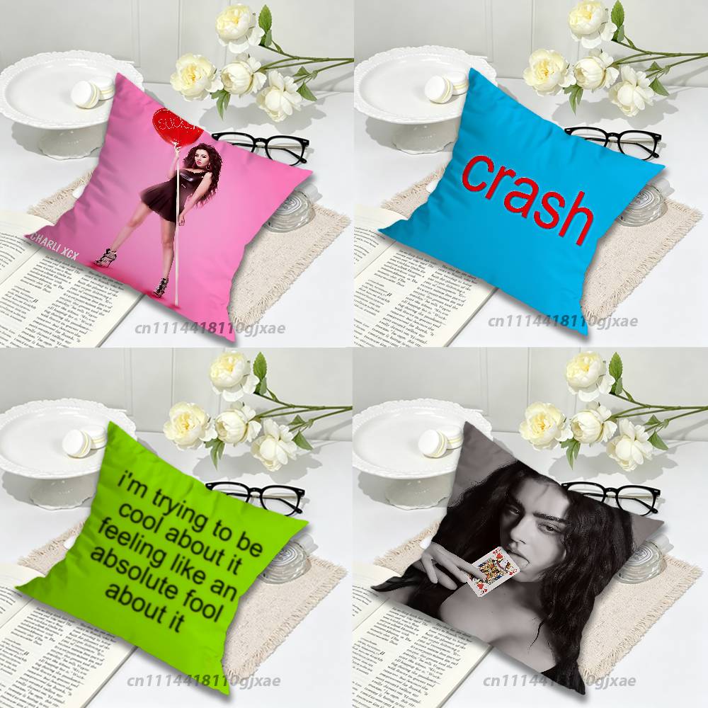 CCharli xcx Brat Crash Sucker Pillow Case For Home Bedroom Car Office Decoration Living Room Sofa Cushion Cover Suitable
