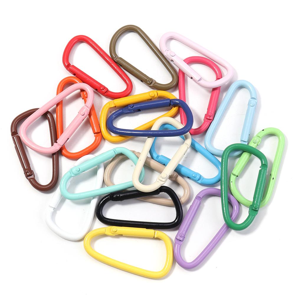 

10pcs/lot Alloy D-shaped Spring Clasps Colored Carabiner Clasp Hook For Keychain Making Snap Clip Hooks DIY Key Ring Accessories