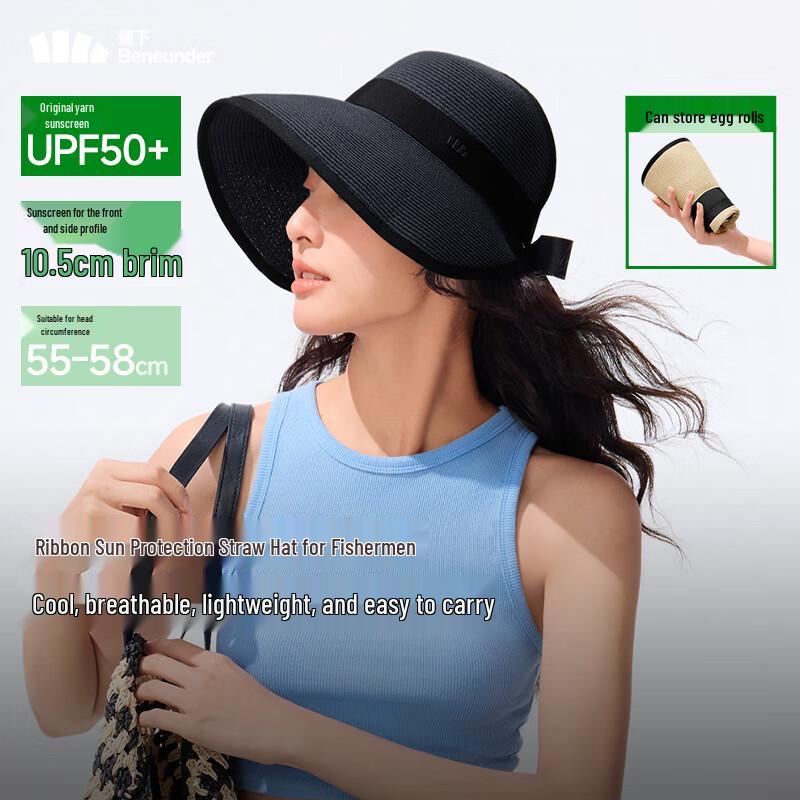 Beneunder Women s Portable Ribbon Sun Fisherman Hat 55-58
