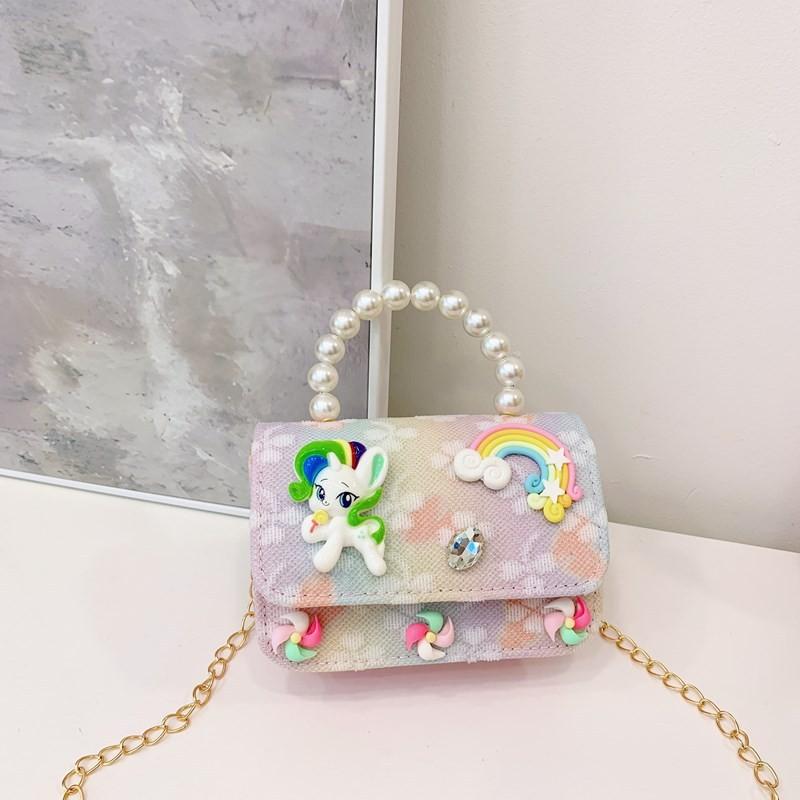 Trendy Pony Rainbow Cartoon Wallet Stylish Lightweight Crossbody Bag For Preschool Girls