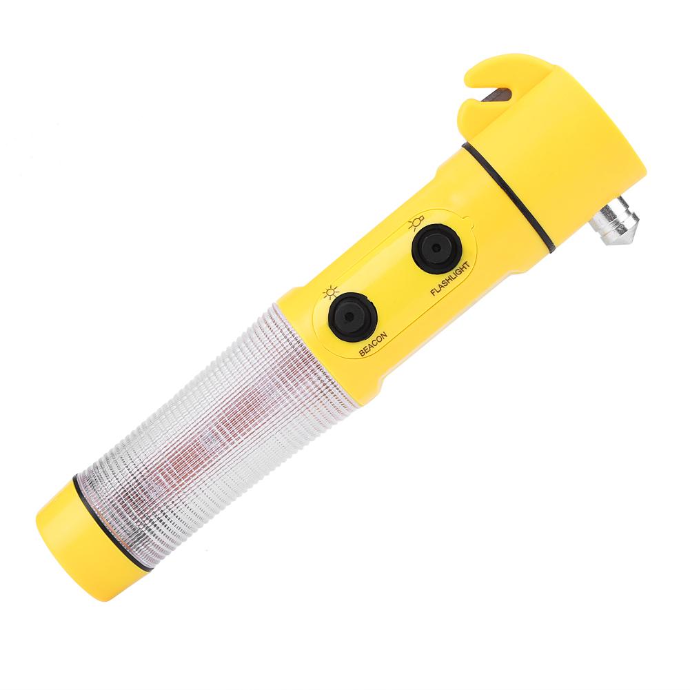 4 in 1 Car Emergency Escape Hammer Safety Seat Belt Cutter LED Torch Warning Flashlight