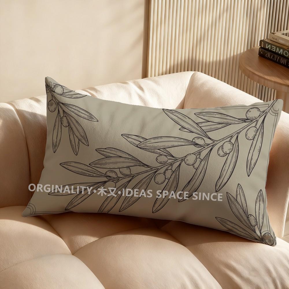 Olive Branch Pattern Pillowcase Suitable For Sofa Bedroom Car Pillow Cover Cushion Rectangular Back Cushion