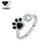 Cute Kitten Paw Adjustable Open Ring for Women - Creative Cat Jewelry