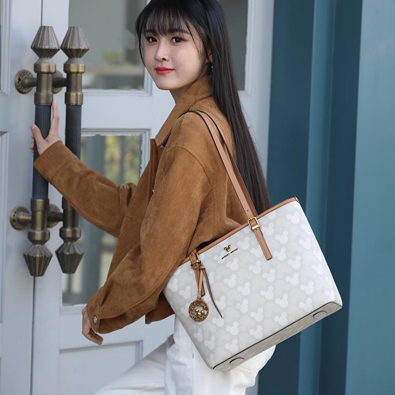 New Disney PU Tote Bag, Shoulder Bag Regular Women's Ecru/Black/Brown BMK-71973