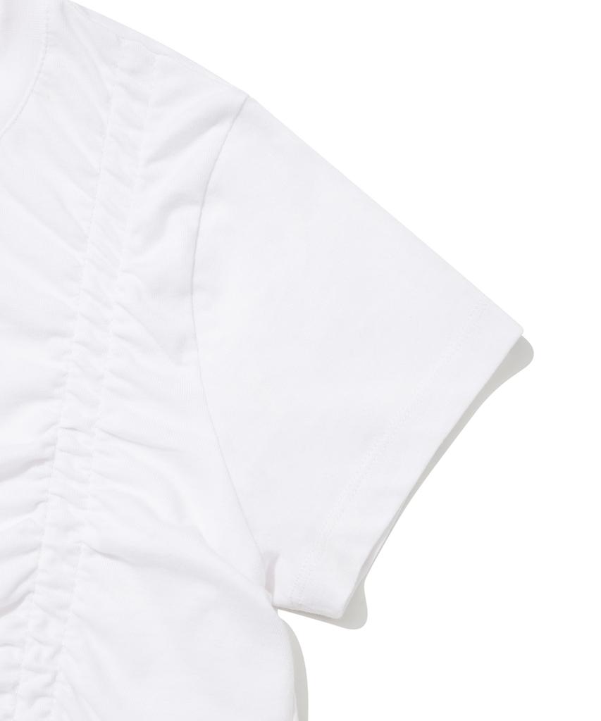 WACKY WILLY Shining Leo Shirred Crop Short Sleeve T-Shirt White