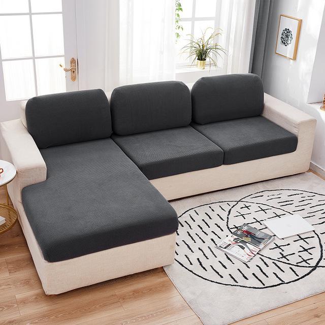 Jacquard Sofa Furniture Cushion Pad Cover Plain Color Furniture Couch Covers For Living Room Home Spandex Stretch Washable Removable Protector