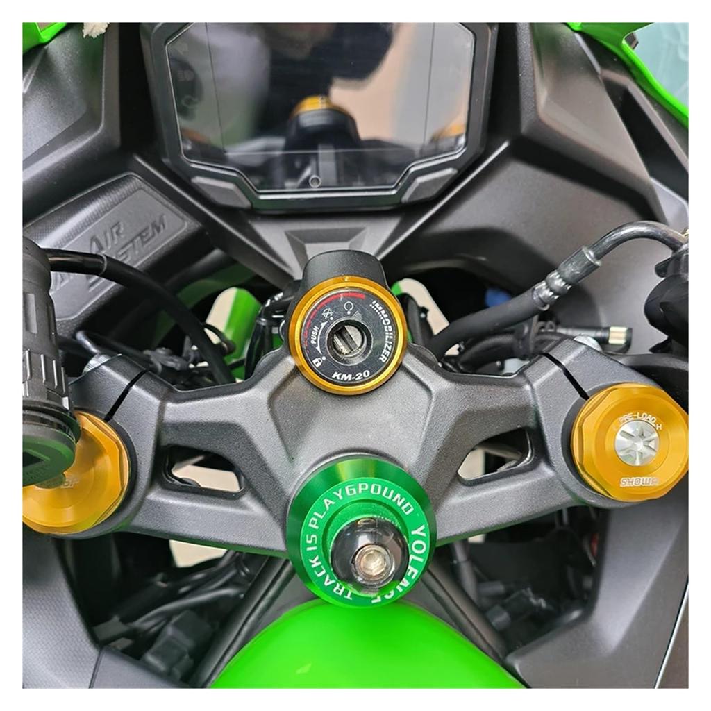 ZX4RR ZX4R 2023 2024 ZX-4R ZX-4RR Motorcycle Accessories Ignition Switch Key Protective Grip Center Cap Plug Cover (Gold-Combo)