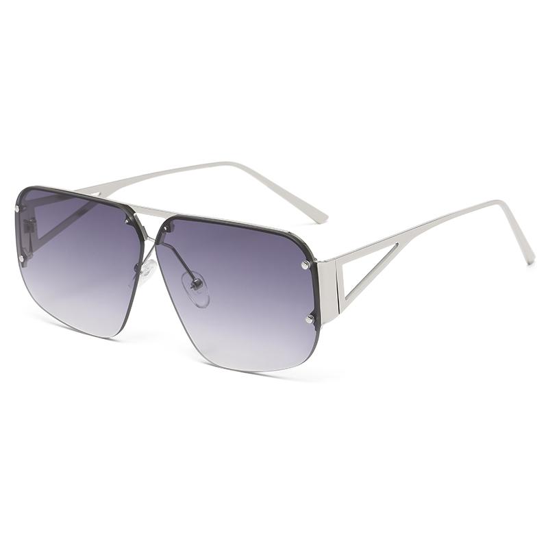 Square Large Frame Metal Sunglasses Women Vintage Fashion Gradient UV400 Lenses
