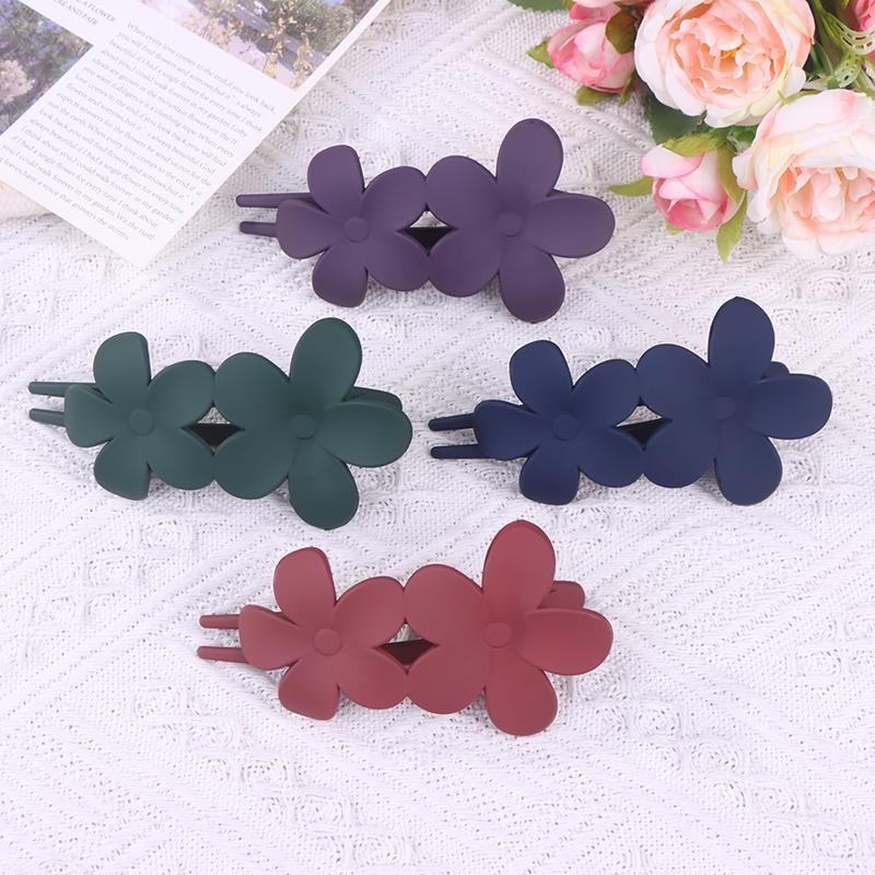 4Pcs Flower Hair Clips  Matte Black Floral Hairpins Hair Claw Clips Non-Slip Hair Clamps Grab Elegant Hair Accessories