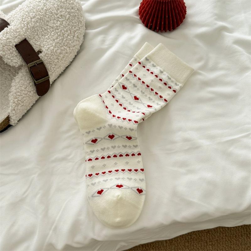 

Boneless Cotton Socks Bow Love Medium Tube Stacking Socks Vintage Christmas One size fits all молоко, білий колір