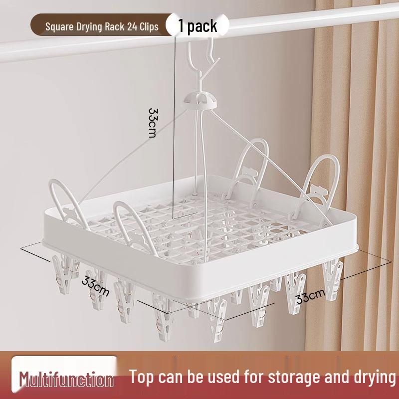 Windproof Multifunctional Clothes Drying Rack with Clips for Socks and Underwear