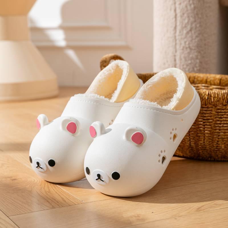2025 Rilakkuma Cotton Slippers: Warm Winter Closed-Toe Little Bear Design for Girls