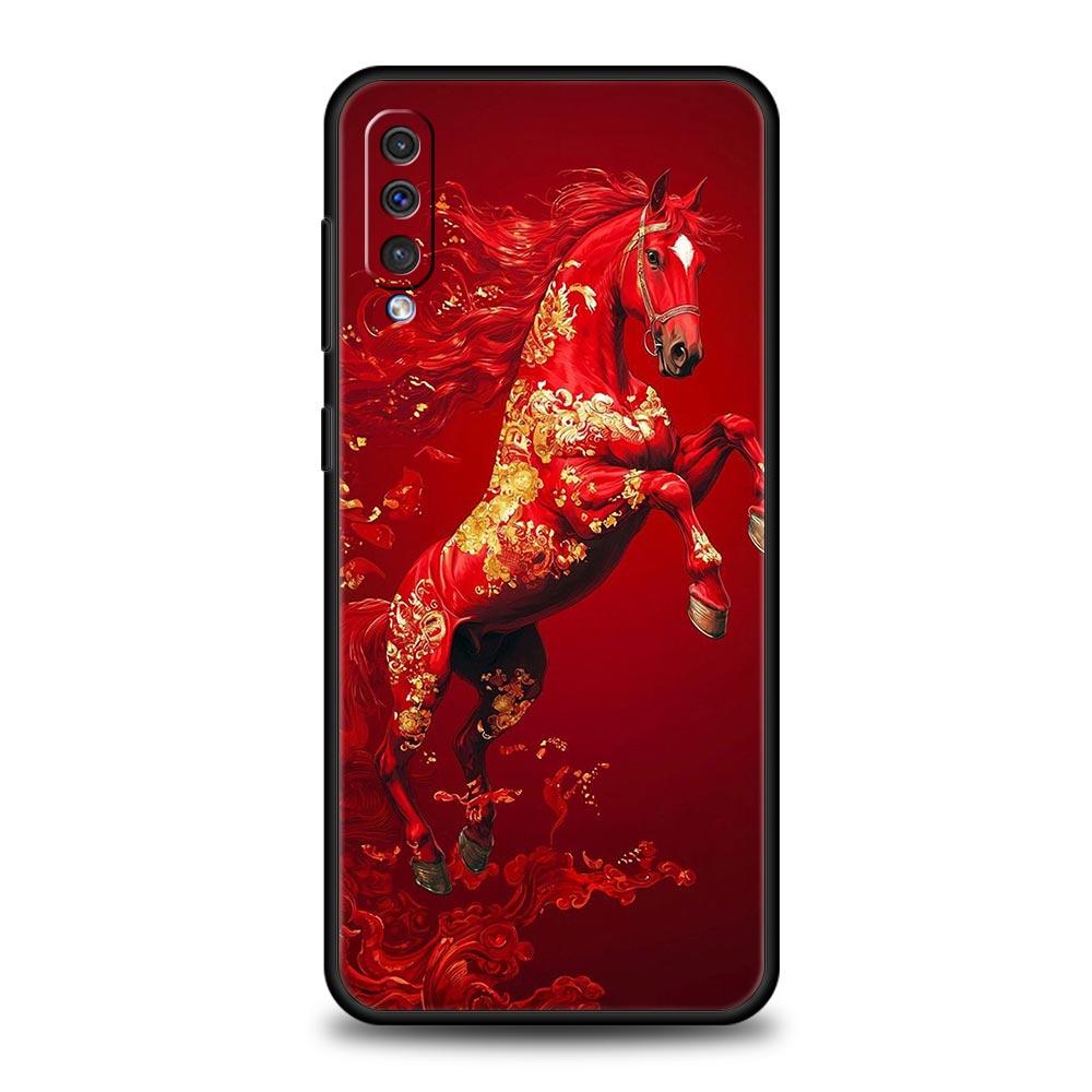 

Phone Case for Samsung Galaxy A56 A54 A42 A36 A34 A26 A16 A12 A20 A22 A40 A50 A52 A06 5G Soft TPU Shell Cartoon New Year Horse Samsung A34