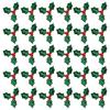 100Pcs Tiny Artificial Holly Small Crafting Berry Stems Green Faux Leaves Christmas Berries Crafts Deocr Xmas New Year Ornament