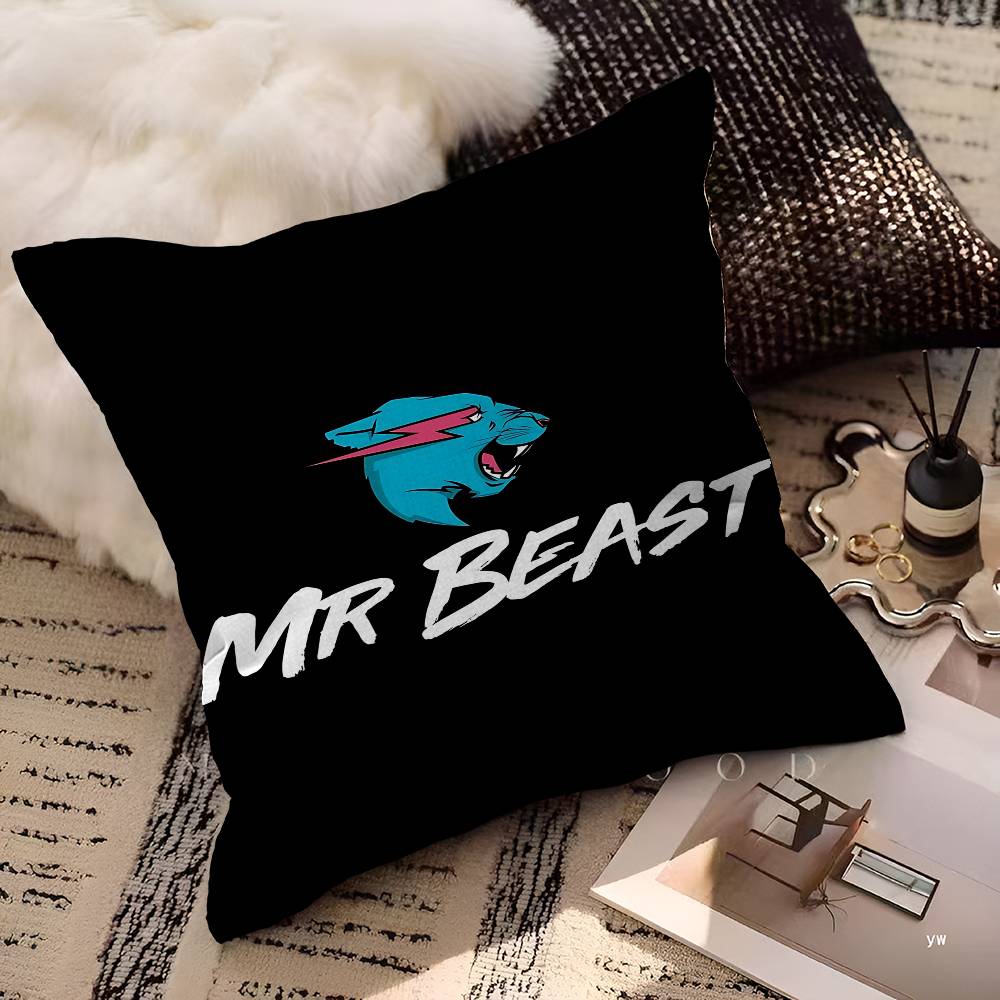 Blogger di Giochi M-MrBeast Federe per Cuscini Cartoni Animati Divano Decorativo Casa Stampa Double-sided Corto Peluche Carino Federa per Cuscino
