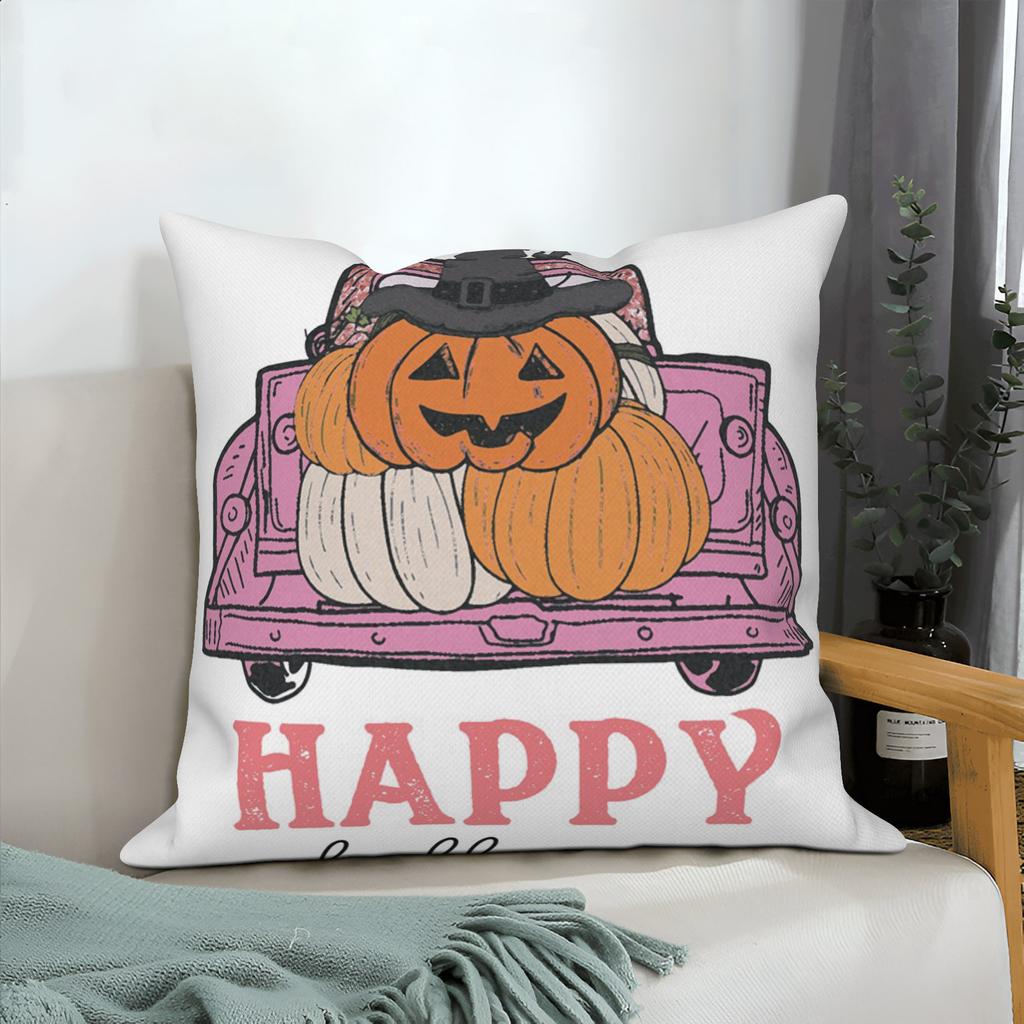 Halloween Throw Pillow Covers Pumpkin Ghost Witchy Linen Sofa Bed Pillowcase Square Cushion Cover Spooky Halloween Party Decor