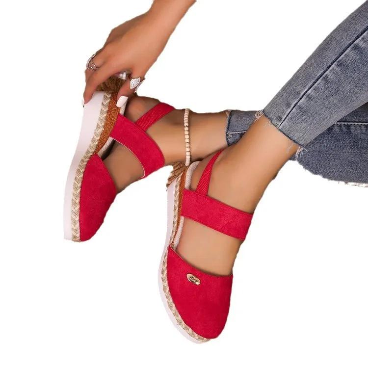 Fashion Women Linen Plain 6cm Wedge Sandals Handmade Ladies Casual Comfortable Womens Shoes 2025