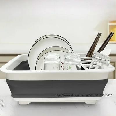 Foldable Dish Rack Kitchen Storage Holder Drainer Bowl Tableware Plate Portable Drying Rack Home Dinnerware Dish Rack Organizer