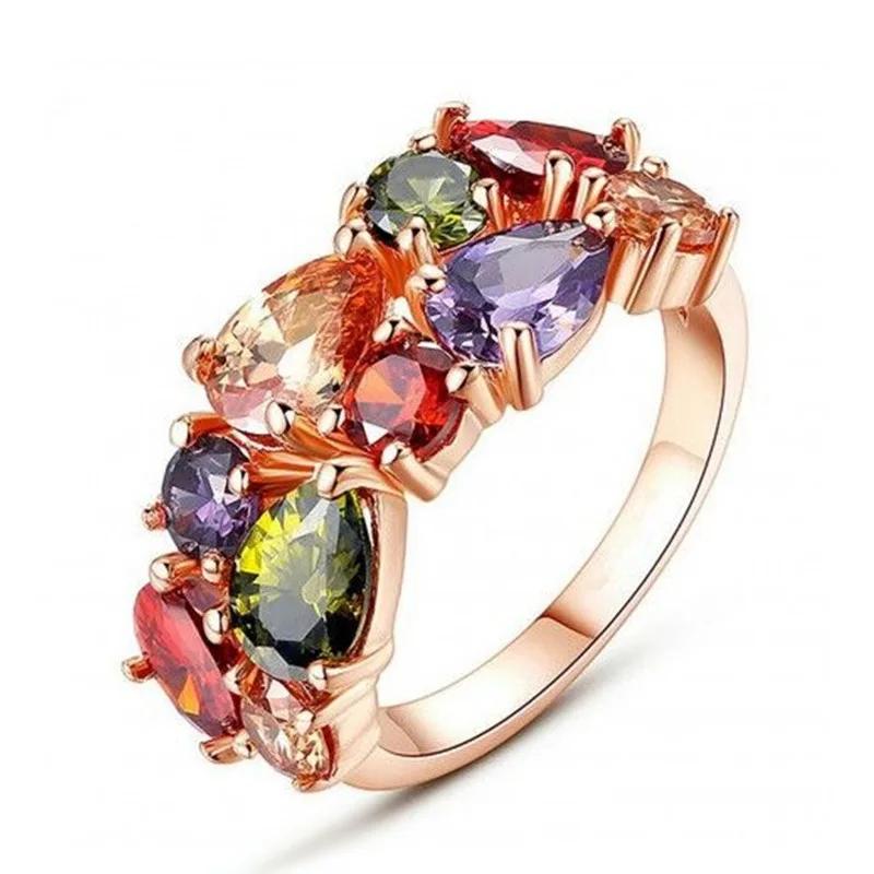 Bright Green Cubic Zirconia Ring Female Engagement Party Jewelry Noble Lady Fashion Wedding Ceremony Accessories Gift