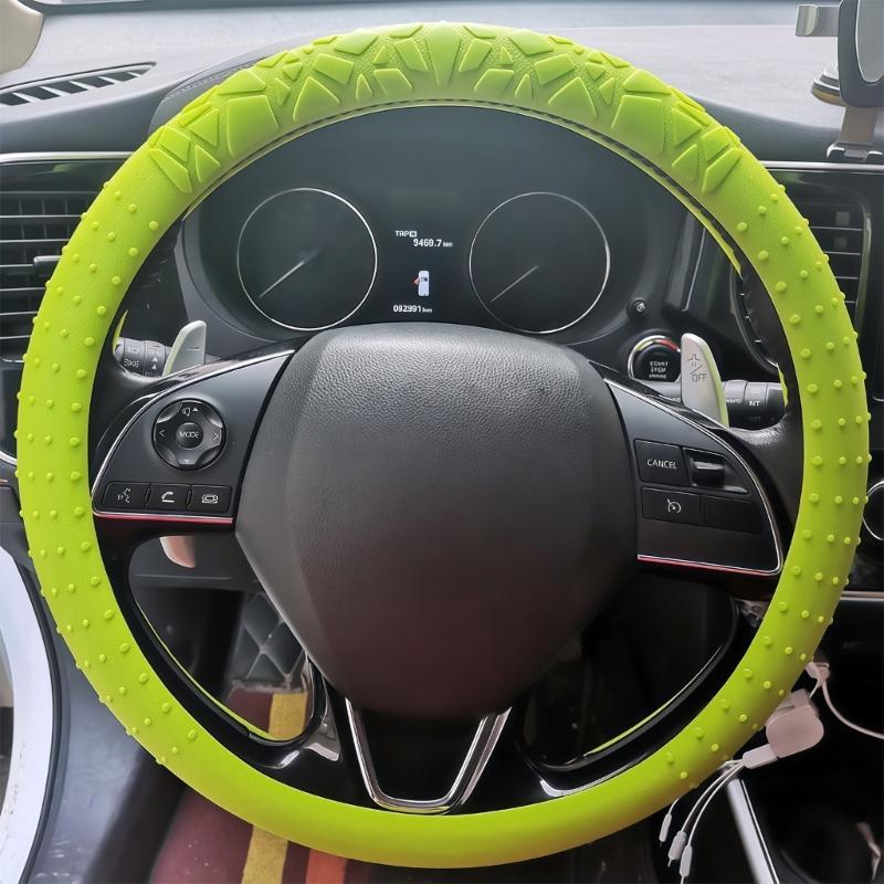 Car Steering Wheel Protector Covers 15inch Anti Slip Cover Elastic Geometric Pattern Cover Silicone Car Accessories