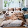 Katzen- und Hunde-Bettbezug-Set Mops Bettwäsche-Set Kawaii Welpe Tier Bettdeckenbezug Valentinstag Liebesherz Hochzeit Steppdeckenbezug