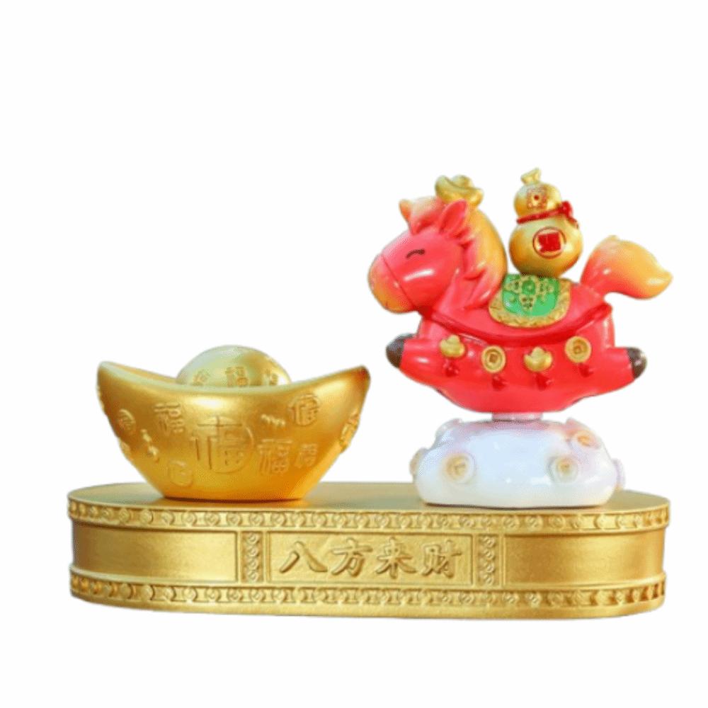 Horse Shaped Zodiac Horse Ornaments Good luck Resin Cartoon Horse Statue Car Ornament красный