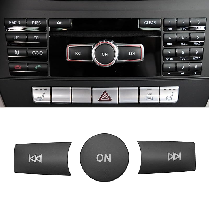 Jaronx Compatible with Mercedes Benz Radio Button Cover Stickers, X204/W204 Radio ON Volume Button Sticker Cover for Mercedes B W246/C W204/ E W212/
