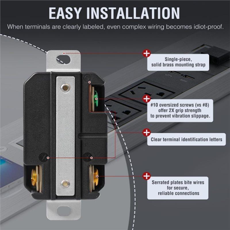 Fresh UL Listed Locking Receptacle, NEMA L6-30R 30A 250V 5-Pack For Generator, RV Marine& Welding Applications