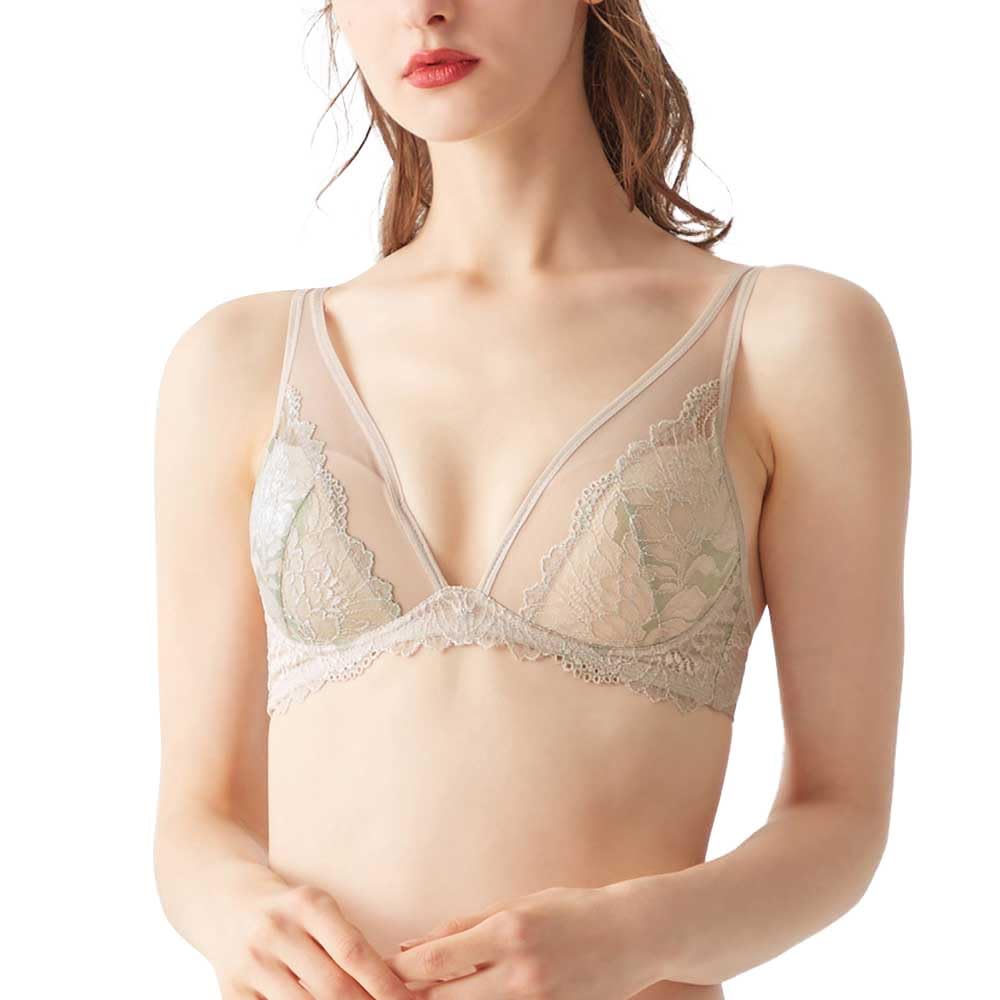 

Gunze Bra with Neat Lace Mist D75 Non-Wired Sides, Bra, Wireless, Tuche, JB6036H, Women s, Gray,