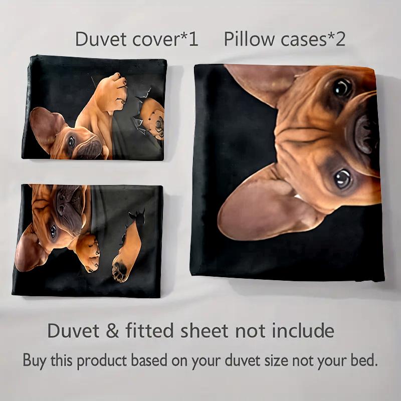 French Bulldog Illustration. Bedding Duvet Cover Sets Duvet Covers Pillowcases Gifts (1 * Duvet Cover 2 * Pillowcases, Without Duvet Insert)