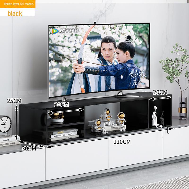 Elevated TV Stand with Storage and Height-Adjustable Bracket