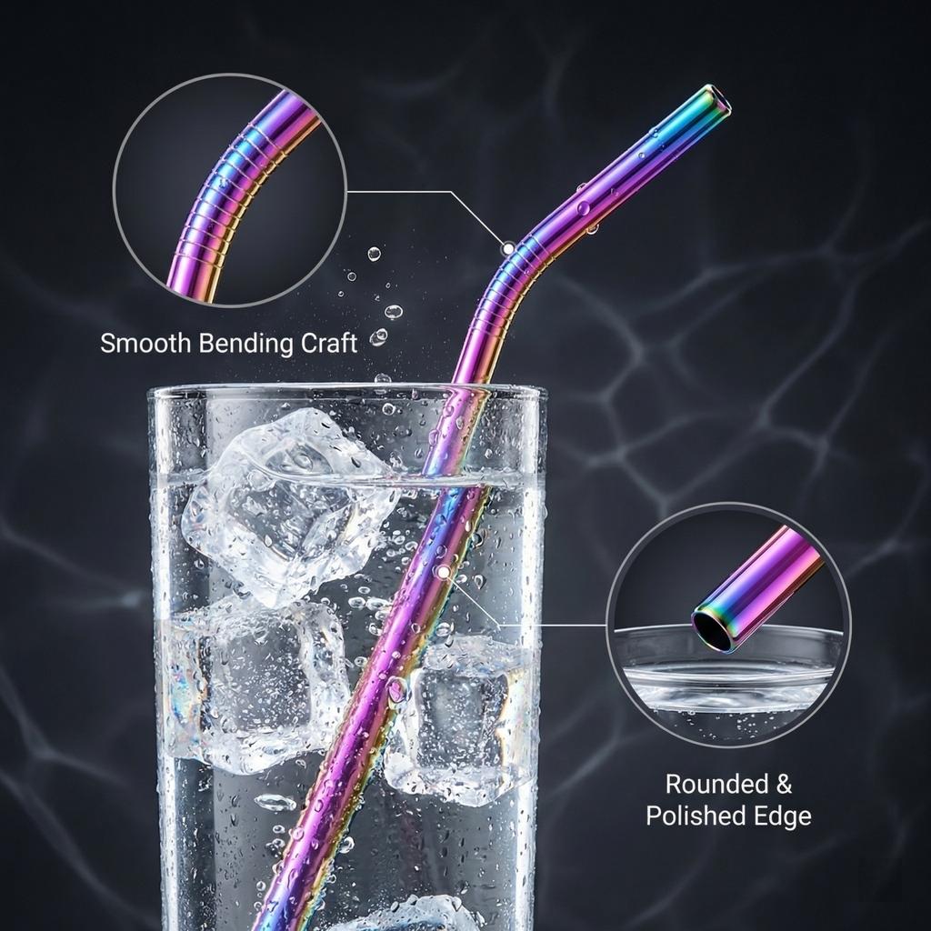 Stainless Steel Creative Elongated Curved Straw