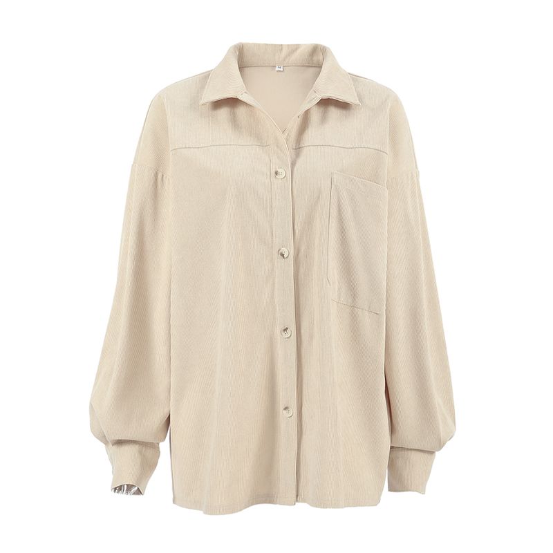 

Fashion Commute Leisure Long Sleeve Shirt Coat Minimalist Pure Color Lazy Feeling Daily Autumn Khaki L(Suggested 57.50 kg-62.50 kg)