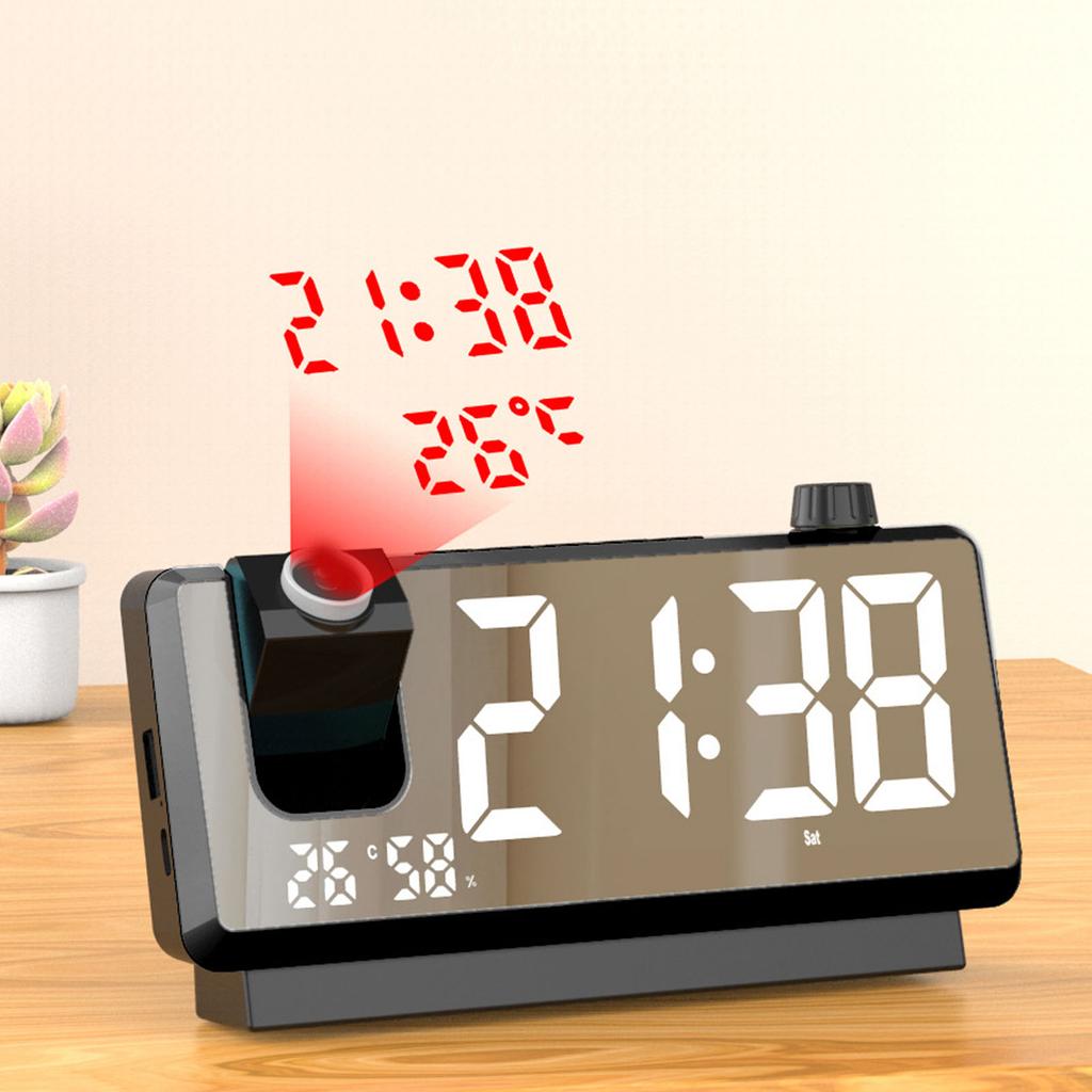 LED Projection Clock Large Display Color Screen Mirror Digital Electronic for Home Bedroom Desktop Snooze Wake Up