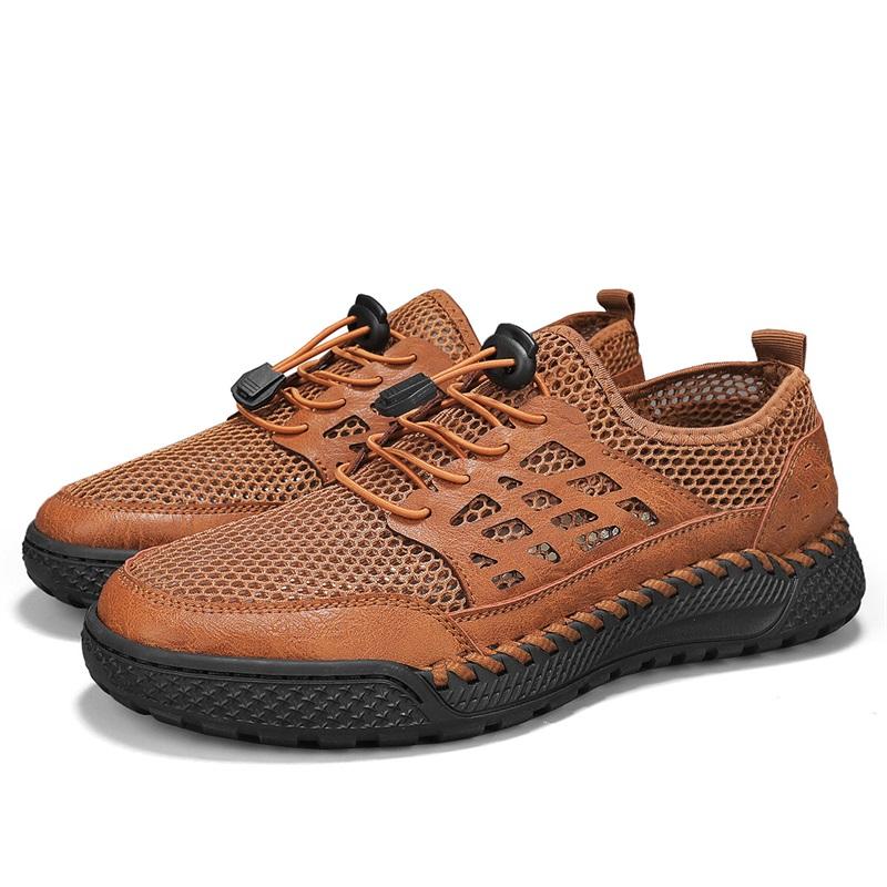 Fashion 2025 Spring Autumn Men's Outdoor Shoes Mesh Surface Hollow Breathable Travel Sports Shoes Lightweight Casual Shoes Mesh Flats