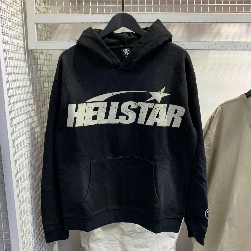 Hellstar Ausgefranster Retro Lockerer Reißverschluss Reiner Baumwoll Hoodie - Amerikanischer Hip Hop Stil