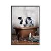 Abstract Animal Bathtub Bathing Poster Highland Cattle Alpaca Nordic Wall Art Print Picture Canvas Painting Living Room Decor