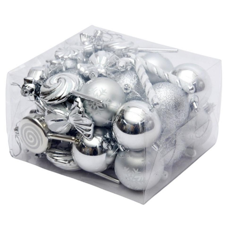 36PCS Electroplated Painted Christmas Tree Balls Ornaments Candy Cane Design Shatterproof Christmas Tree Party Decoration