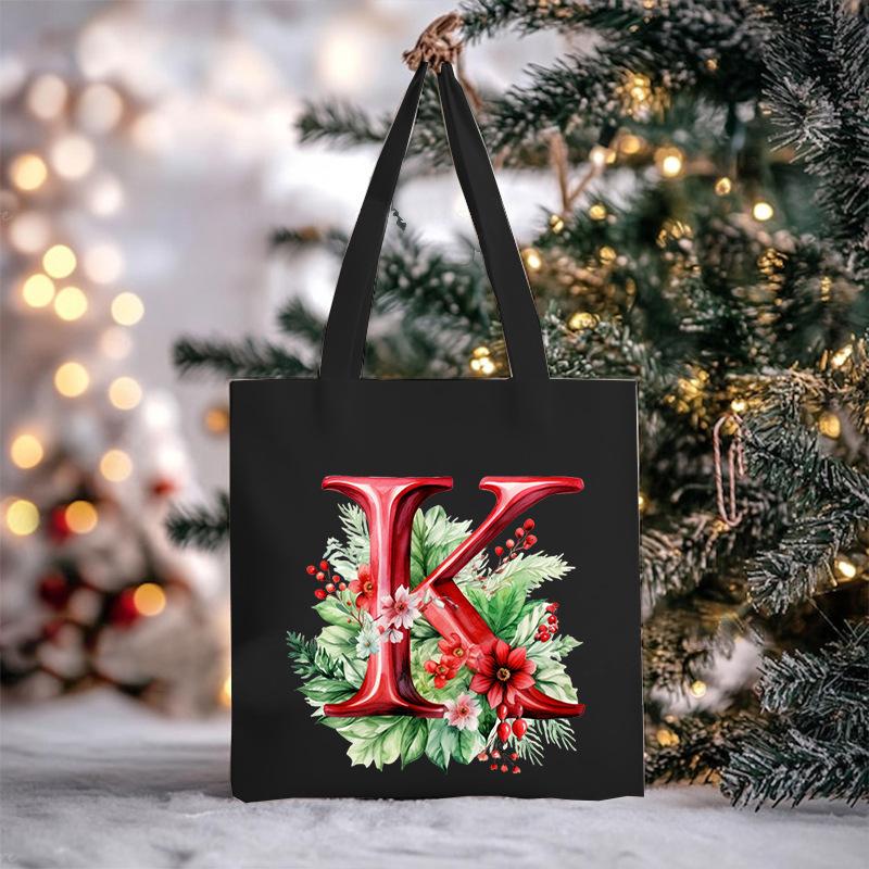 Christmas letter flower print niche trend tote bag shoulder bag