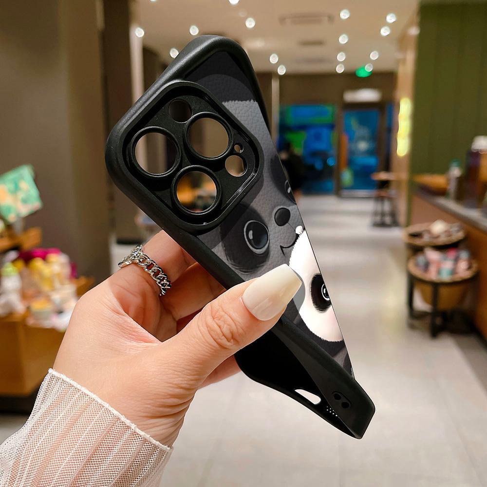 Panda Soft TPU Case For iPhone 15 Pro Max Cases iPhone 16 13 14 11 12 7 8 Plus SE  15promax 15pro 16pro 16promax Cover Funda